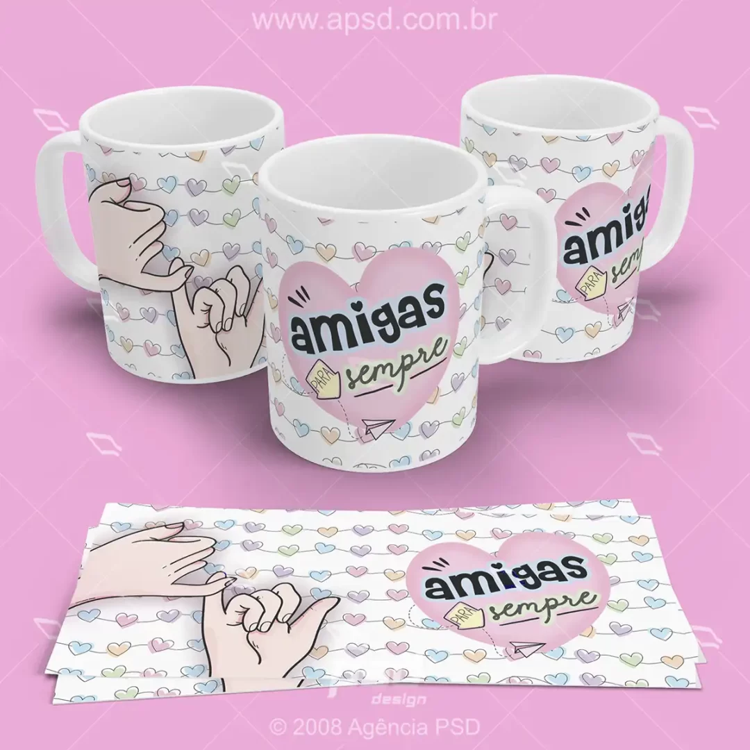 arte caneca amigas para sempre