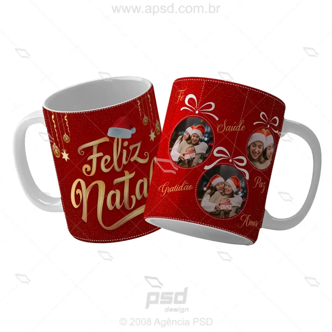 arte caneca feliz natal amigos