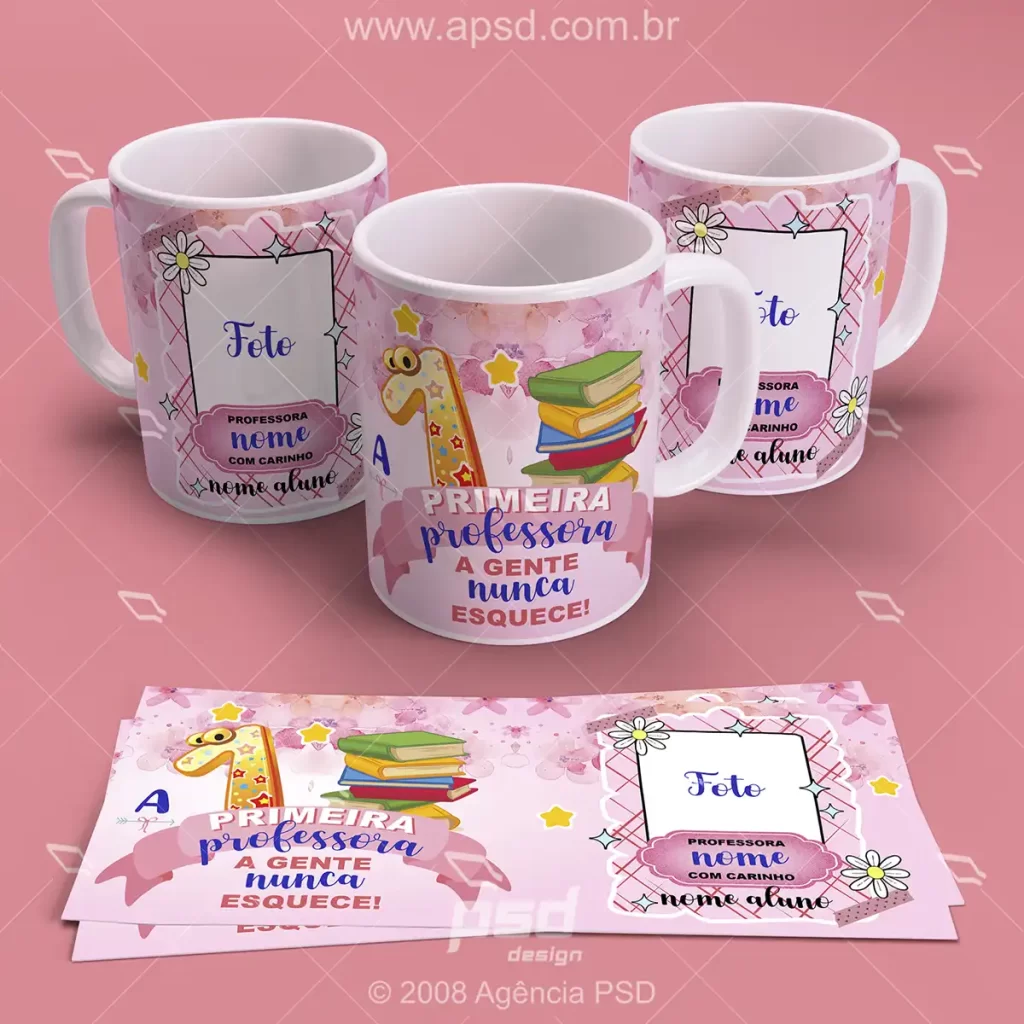 arte caneca a primeira professora