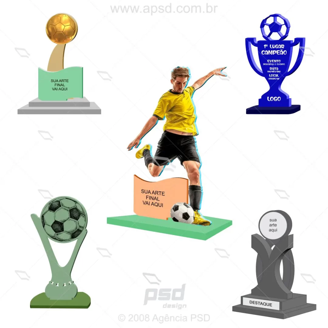 pack troféus futebol e futsal
