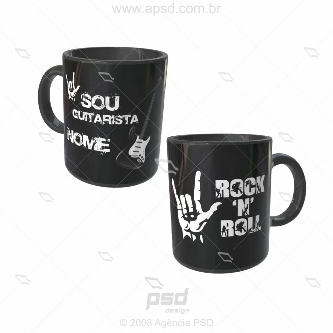 arte caneca guitarrista