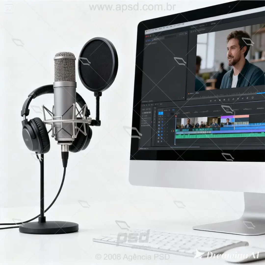 locução e junção com vídeo