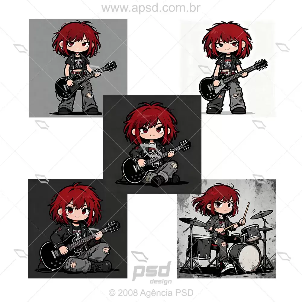 Cartoons Red Hair Musician Girl