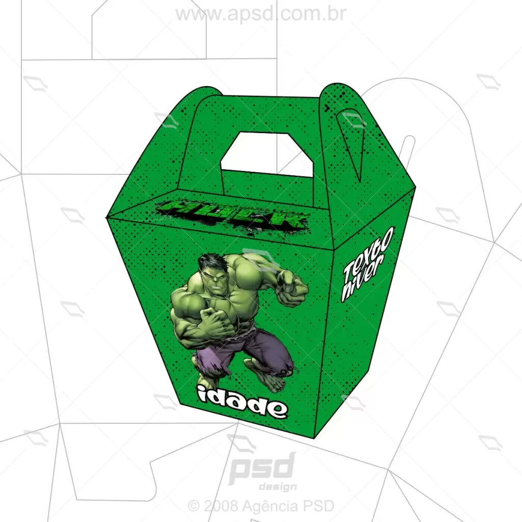 molde caixa niver hulk