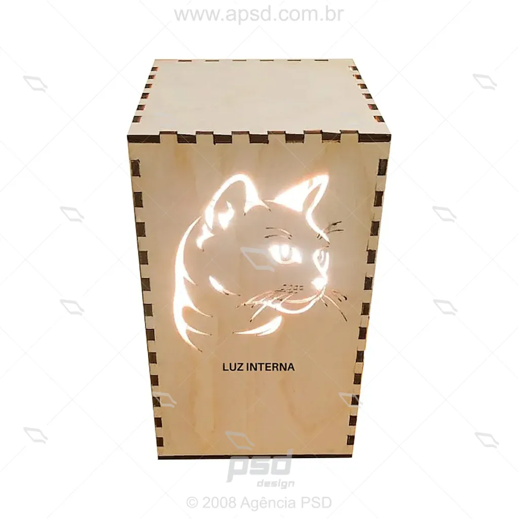 luminária gatinho recorte mdf