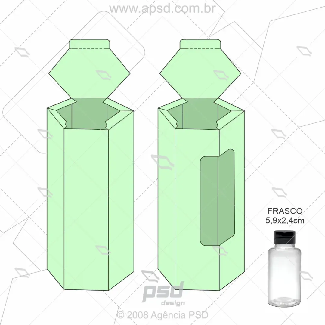 molde caixa mini frasco hexagonal