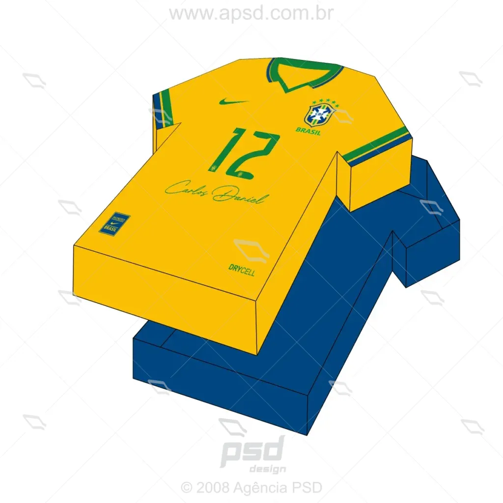 molde caixa camisa brasil