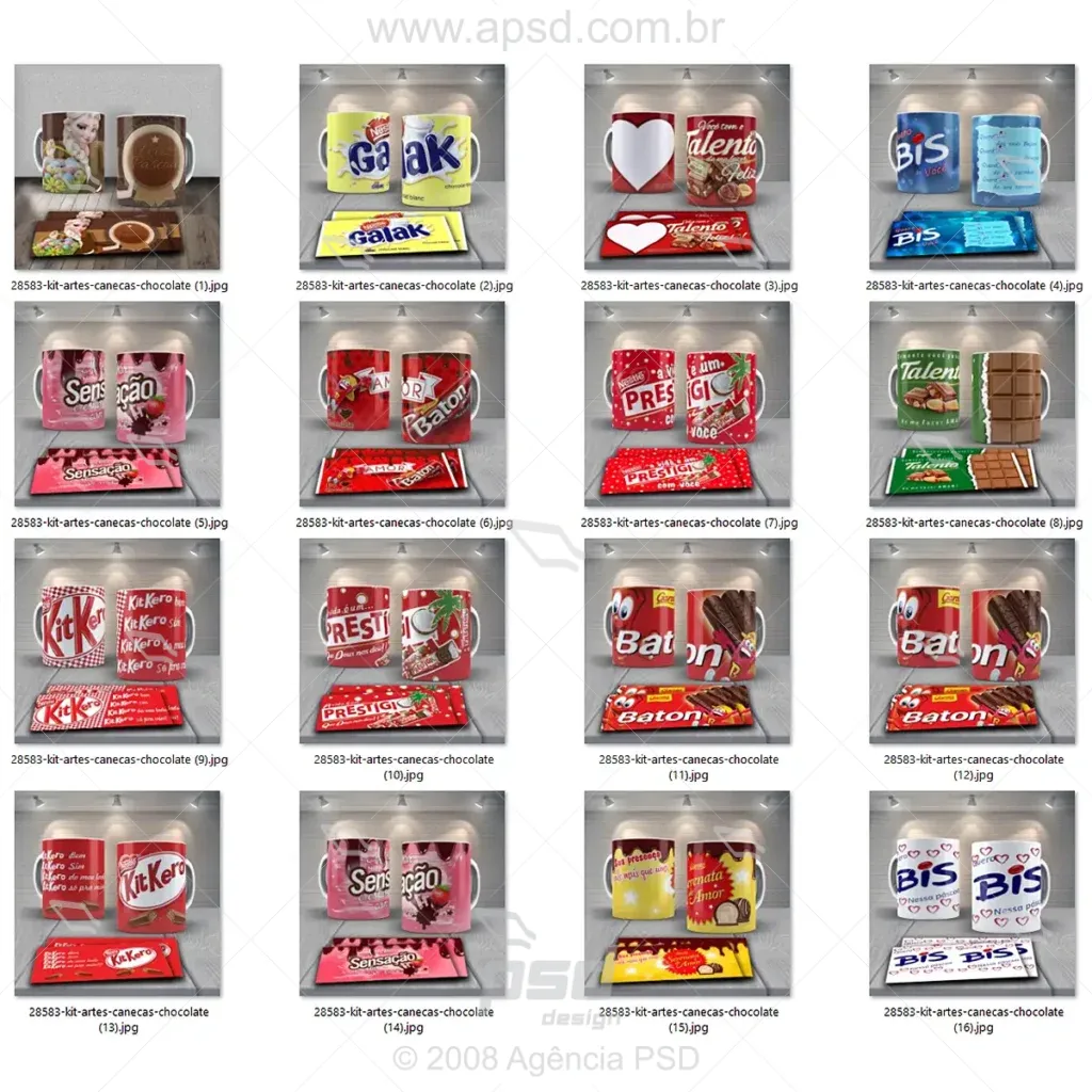 kit artes canecas chocolate