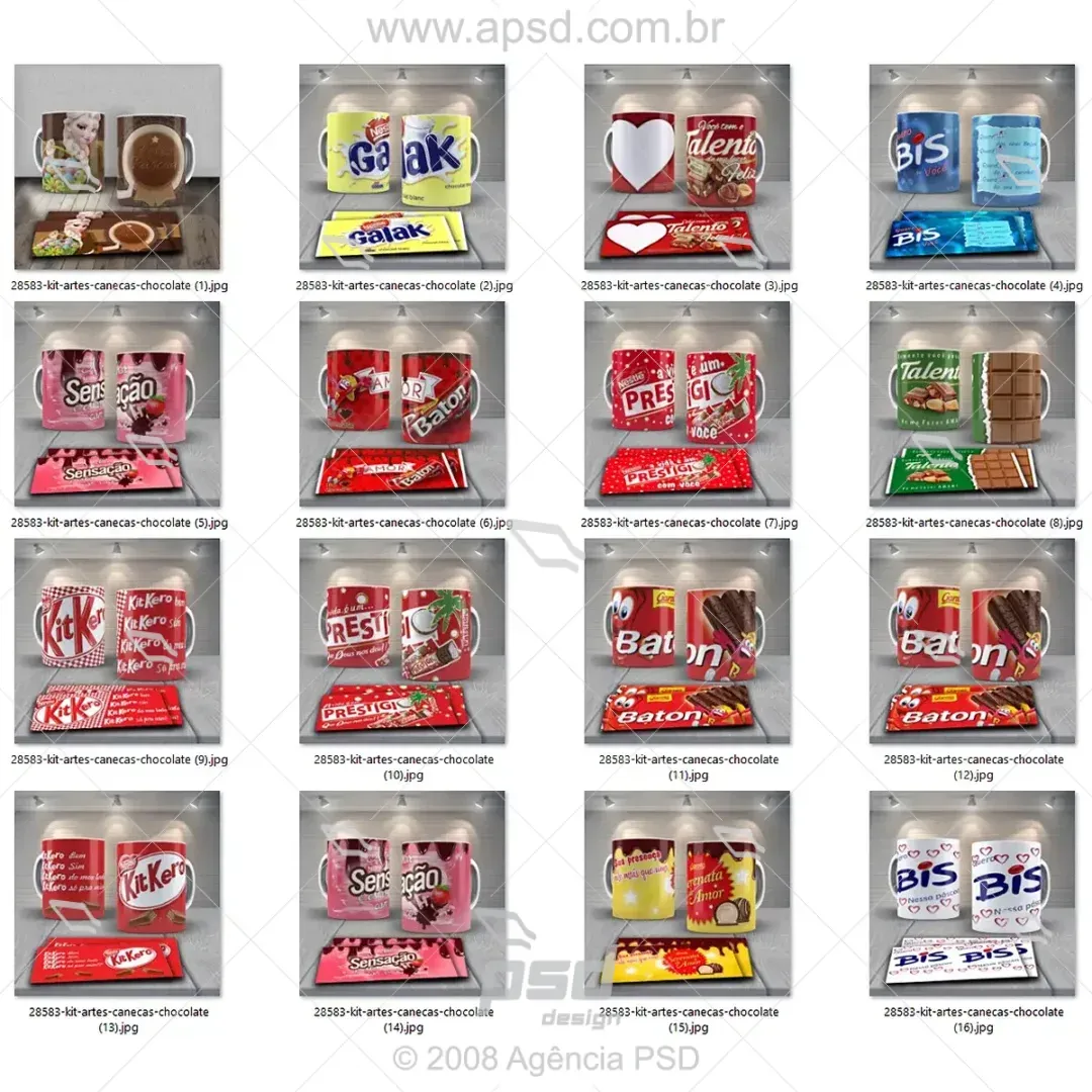 kit artes canecas chocolate