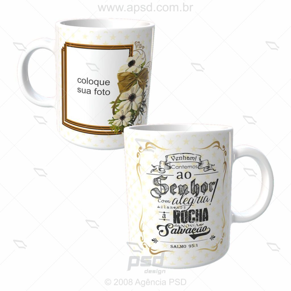 arte caneca venham cantemos ao senhor