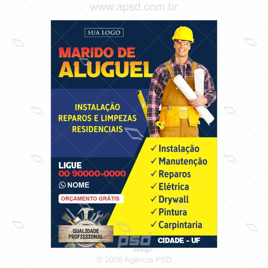 arte panfleto marido de aluguel
