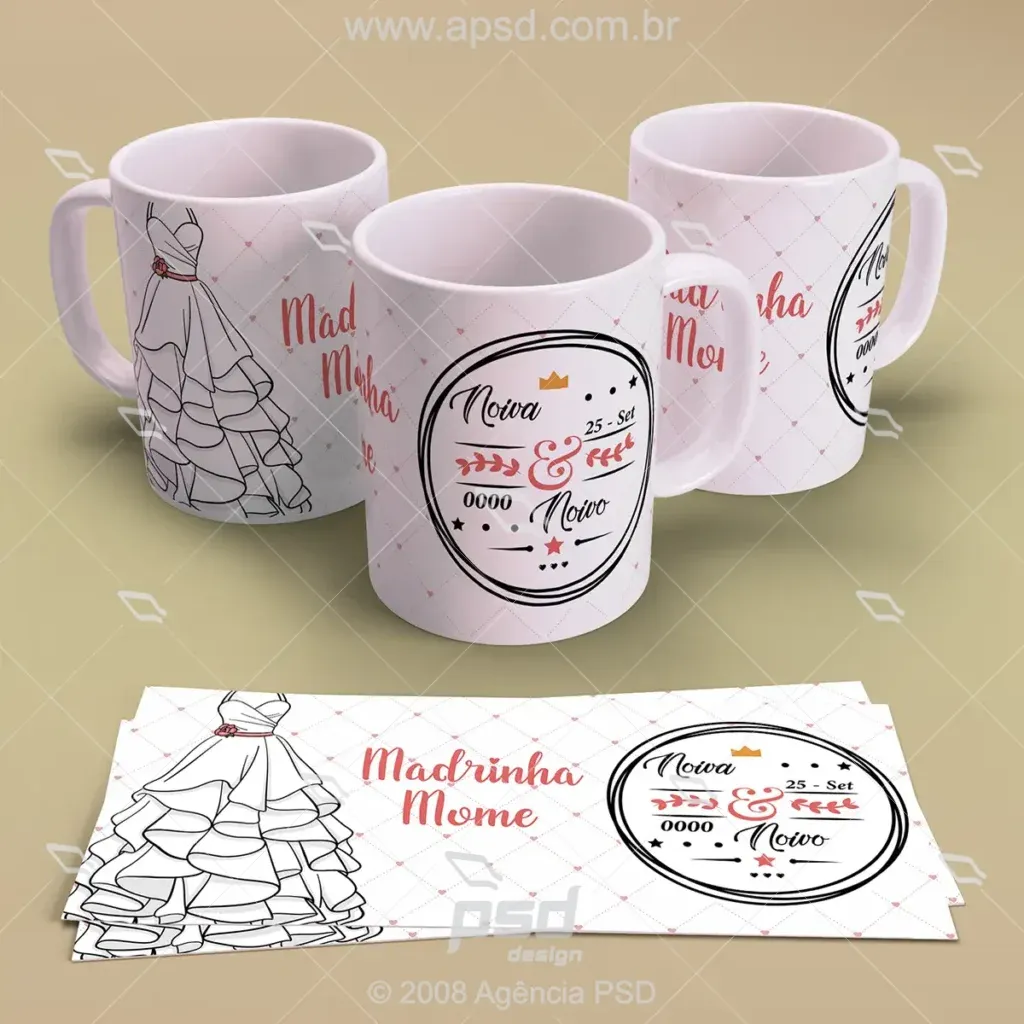 arte caneca madrinha de casamento