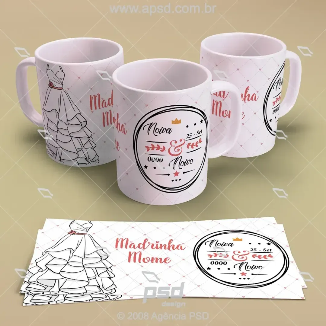 arte caneca madrinha de casamento