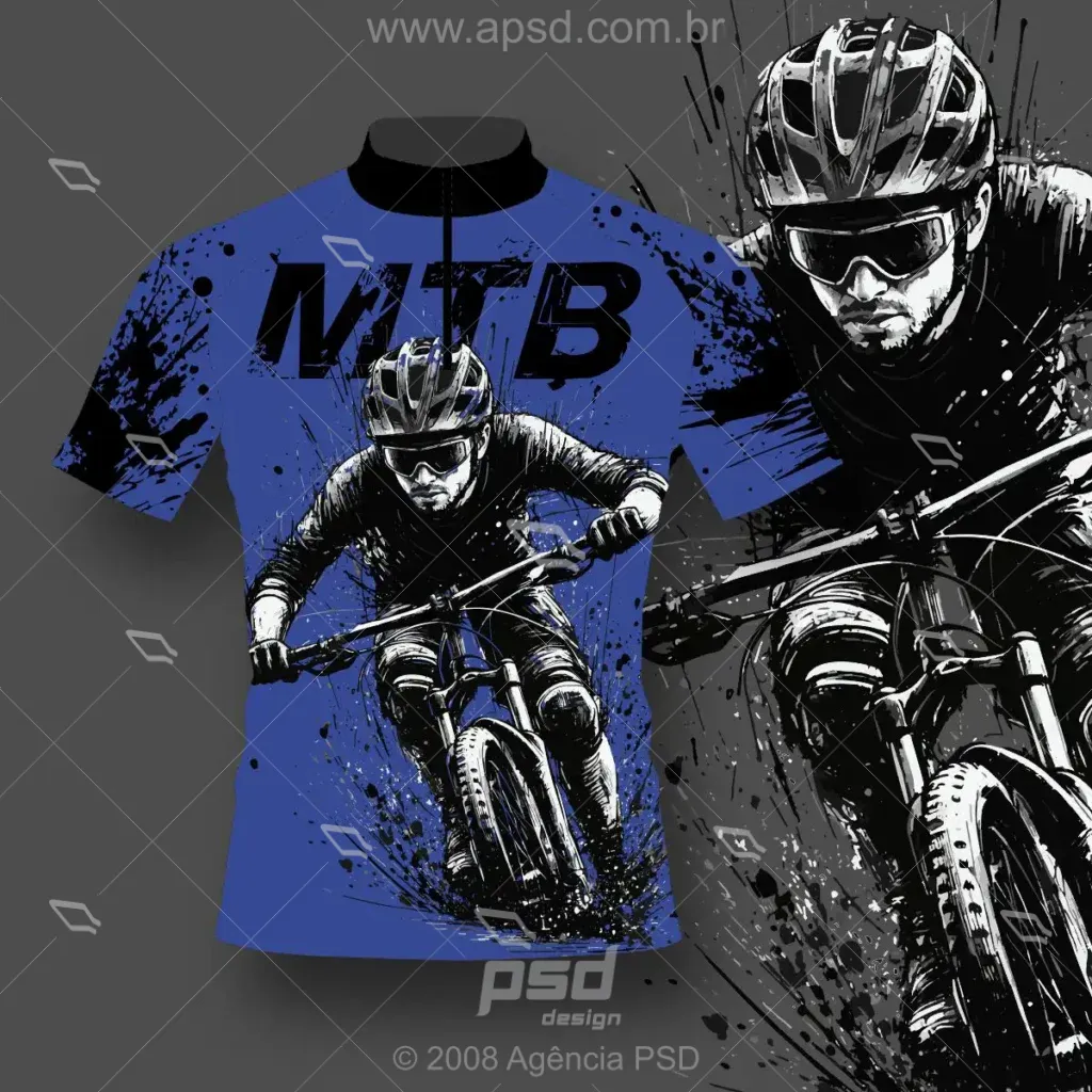 arte camiseta ciclismo azul