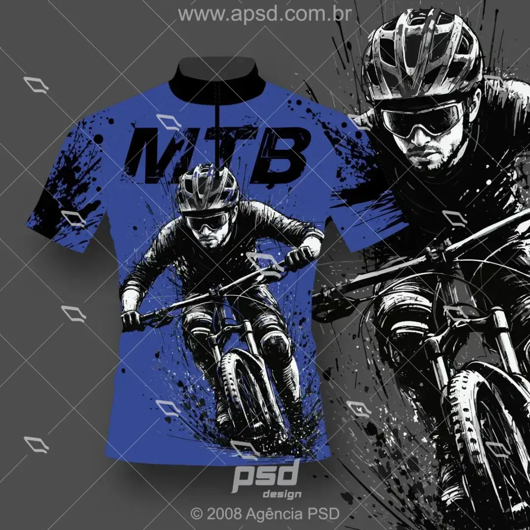 arte camiseta ciclismo azul