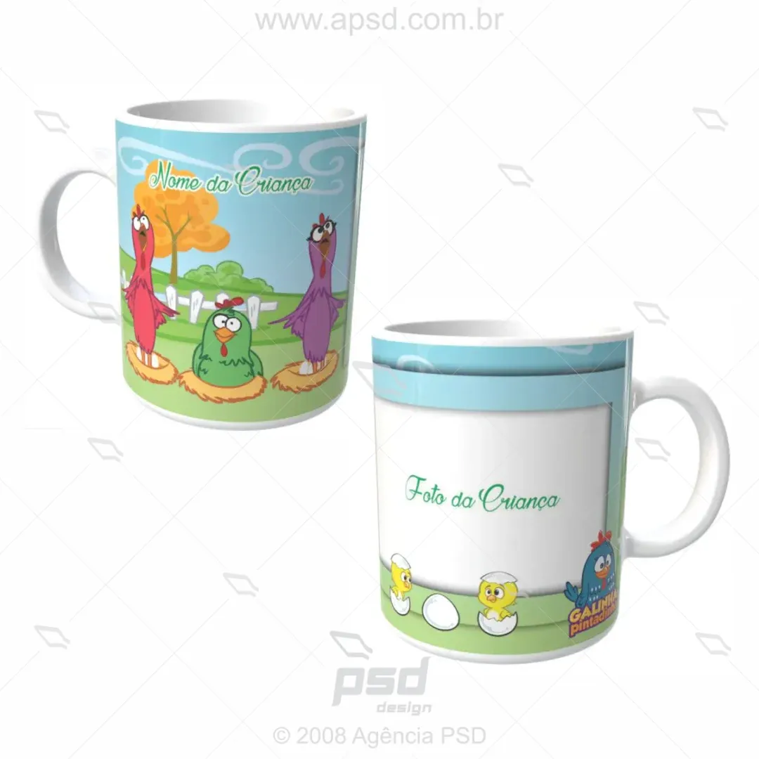 arte caneca galinha pintadinha
