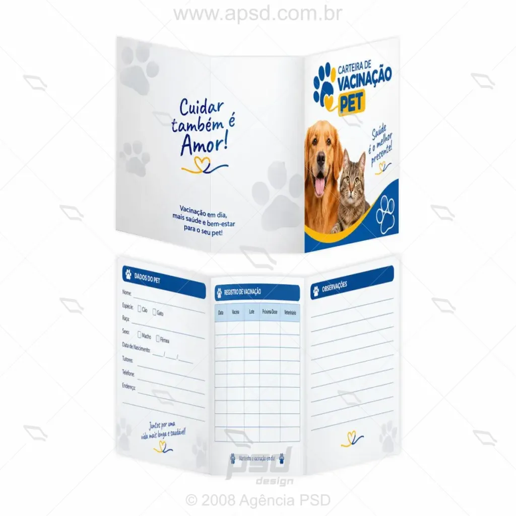 carteira vacinação pet impressa